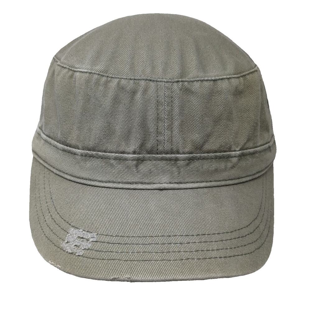 District Threads Army Cap Beige OSFM Distressed Cotton Hat Strapback Military